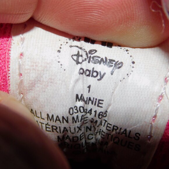 VTG Disney Minnie Mouse Pink White Baby Girl size 1 Sneaker Running Shoes 0-3 m - Picture 3 of 9